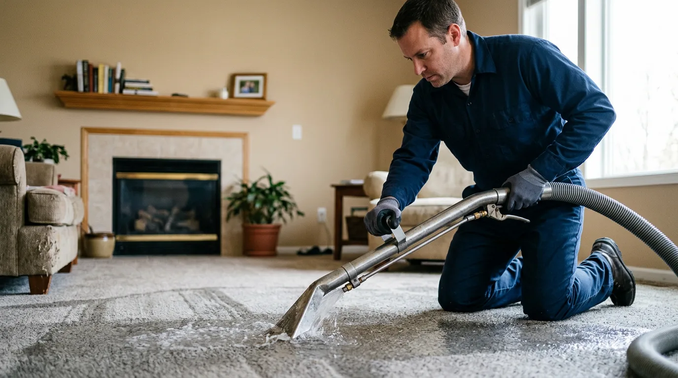 Water damage restoration technician working near Whately, MA